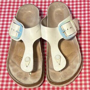 Birkenstock Big Buckle White Gizeh Sandals Size 41
